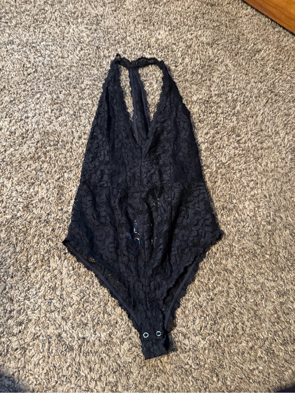 Free People Black Lace Halter One-Piece Bodysuit